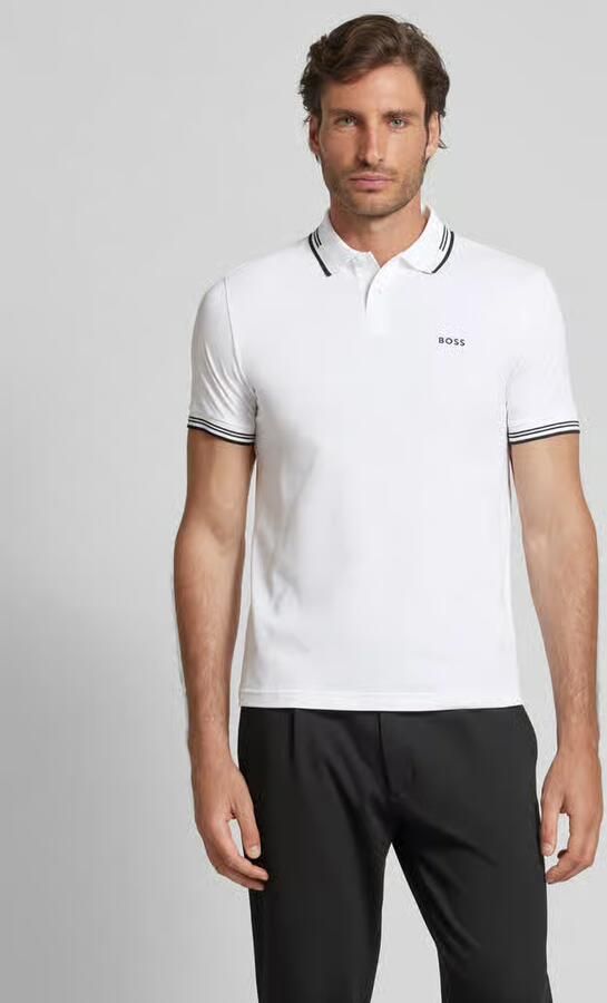 BOSS Green Slim fit poloshirt met labelprint model 'Paul' - Foto 12