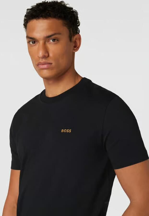 BOSS GREEN Shirt met ronde hals Thee met gegomd contrast-logo - Foto 3