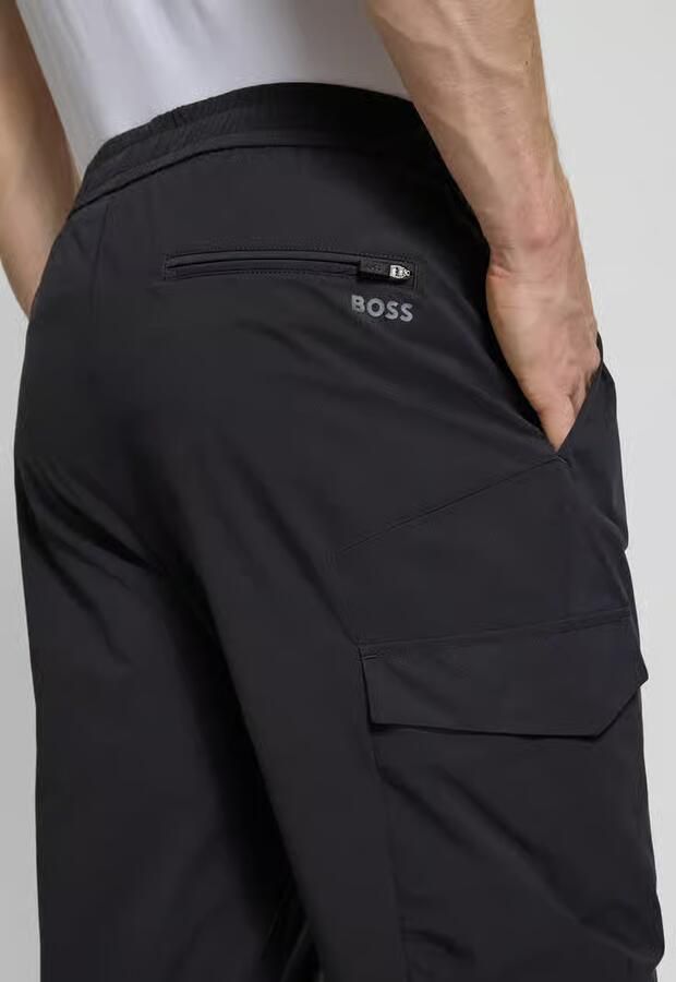 BOSS Green Tapered fit cargobroek met tunnelkoord model 'Urbanex'