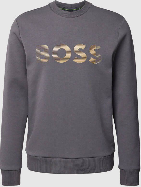 Hugo Boss Katoen Logo Sweater Klassiek Model Gray Heren