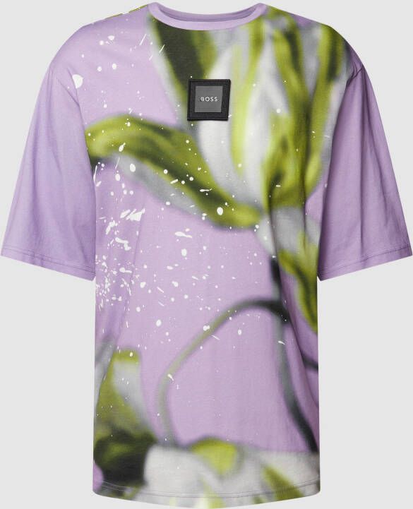 BOSS Green T-shirt met labelpatch model 'Timono Lotus'