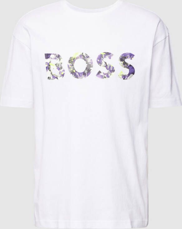 BOSS Green T-shirt met logoprint model 'Lotus'