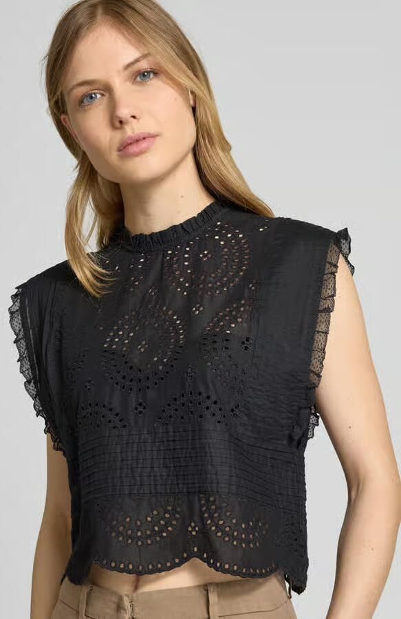 Boss Orange Blousetop met ajourpatroon model 'Bredy' - Foto 2