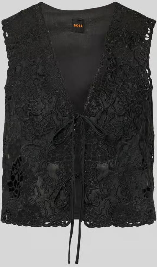 Boss Orange Geborduurde top van katoenmix met binddetails model 'IRIKA'