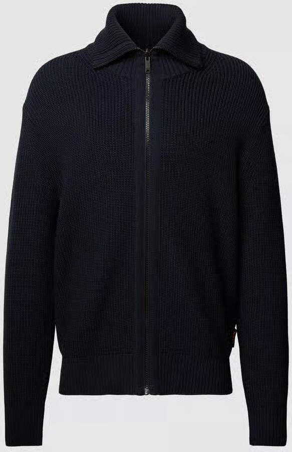 Hugo Boss Donkerblauwe Merinowollen Vest met Opstaande Kraag Blue Heren