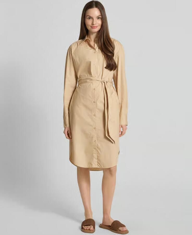 Boss Orange Knielange jurk met strikceintuur model 'Delegant' - Foto 3