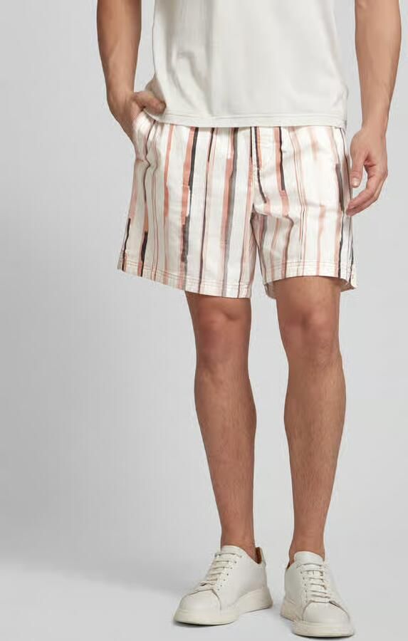 Boss Orange Korte regular fit broek met streepmotief model 'Sandrew' - Foto 2