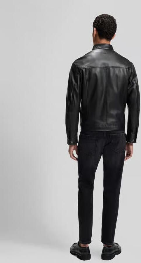 Boss Orange Leren jacks model 'Joslay' met opstaande kraag - Foto 2