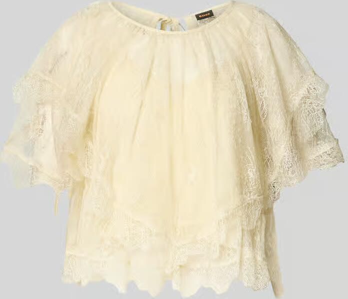 Boss Orange loose fit blouse met korte mouwen met semitransparante garnering model 'C_BENNEDY' - Foto 2