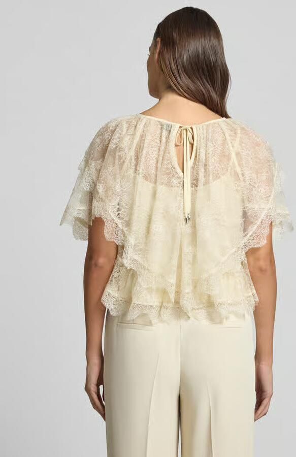 Boss Orange loose fit blouse met korte mouwen met semitransparante garnering model 'C_BENNEDY' - Foto 2