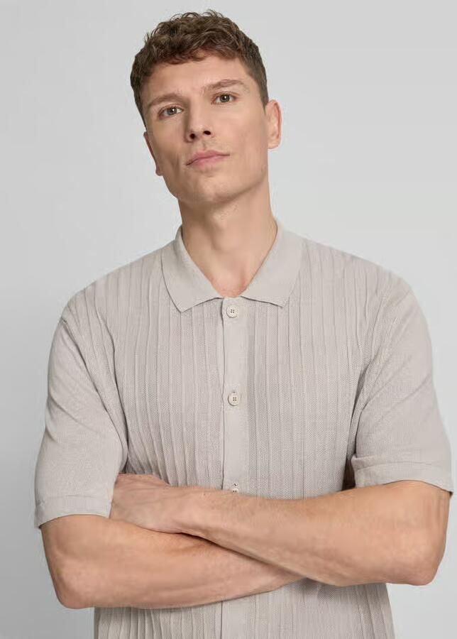 Boss Orange poloshirt van mix van katoen en linnen model 'AMICINO'