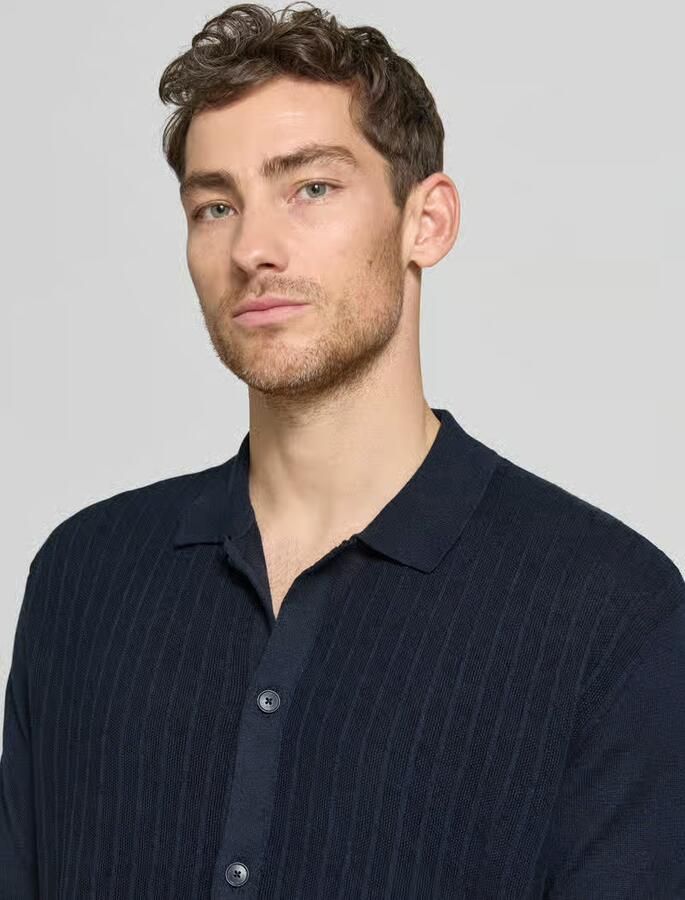 Boss Orange poloshirt van mix van katoen en linnen model 'AMICINO'