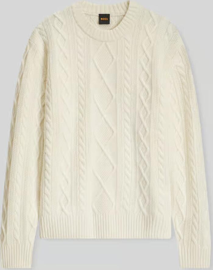 Boss Orange Pullover van scheerwol met kabelstructuur