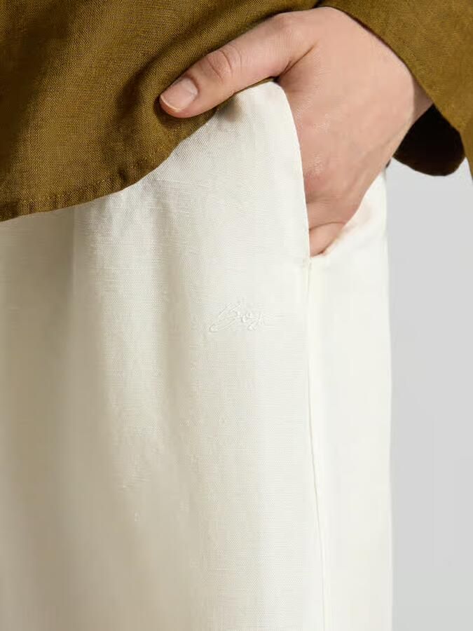 Boss Orange regular fit barrel leg broek van linnenmix model 'TALINEN'