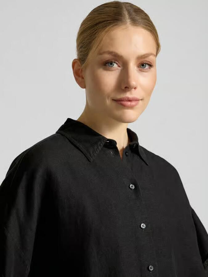 Boss Orange regular fit blouse van mix van linnen en viscose model 'BISENAS'