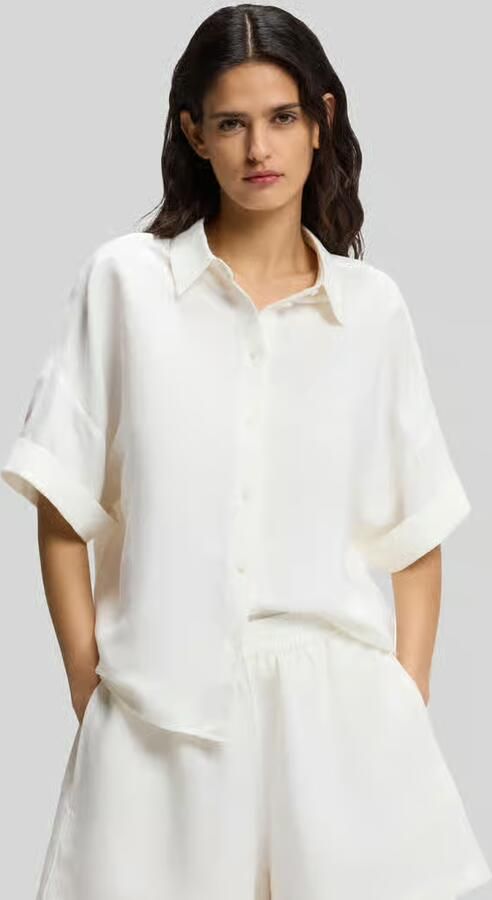 Boss Orange regular fit blouse van mix van linnen en viscose model 'BISENAS' - Foto 3