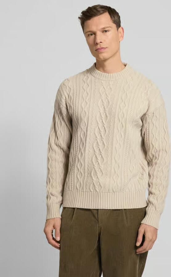 Boss Orange Regular fit gebreide pullover van pure scheerwol model 'KABLETO' - Foto 3