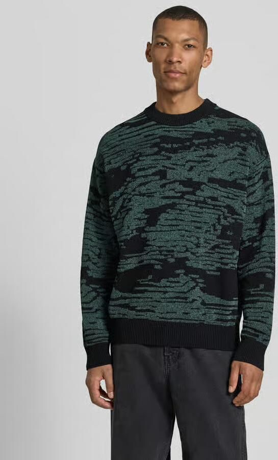 Boss Orange Regular Fit gebreide trui met grafisch jacquardpatroon model 'Andscape' - Foto 3