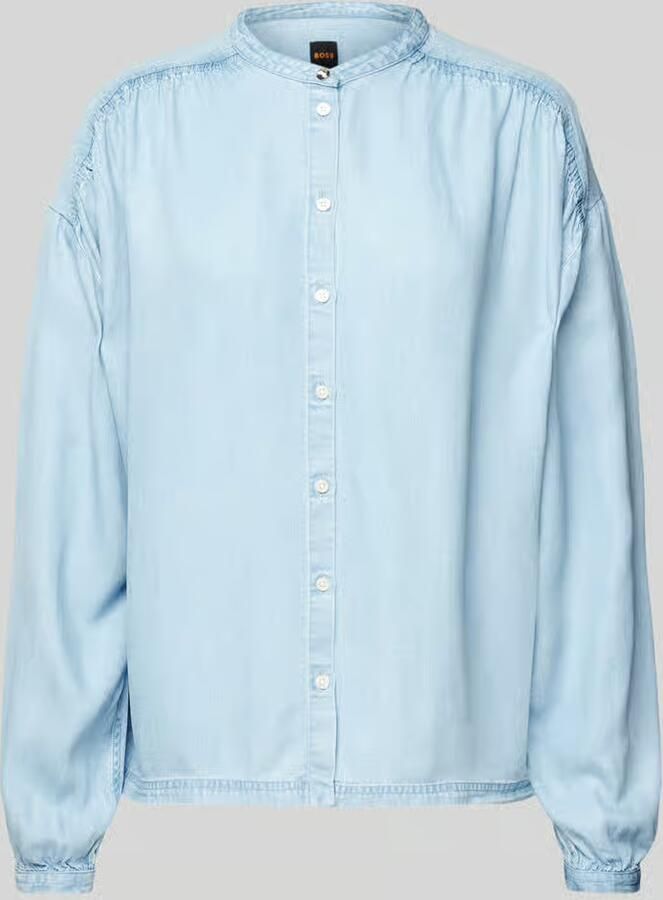 Boss Orange Regular fit jeansblouse met opstaande kraag model 'Bizzan' - Foto 6