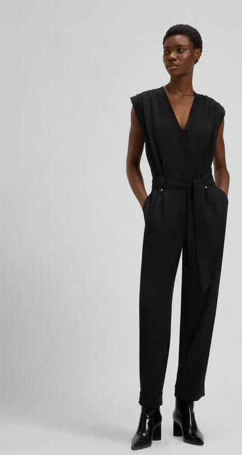 Boss Orange Regular fit jumpsuit met ronde plissés