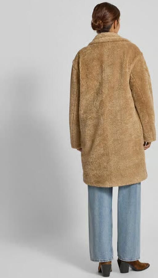 Boss Orange Regular fit lange jas van teddybont met grote zakken model 'CATEDY'