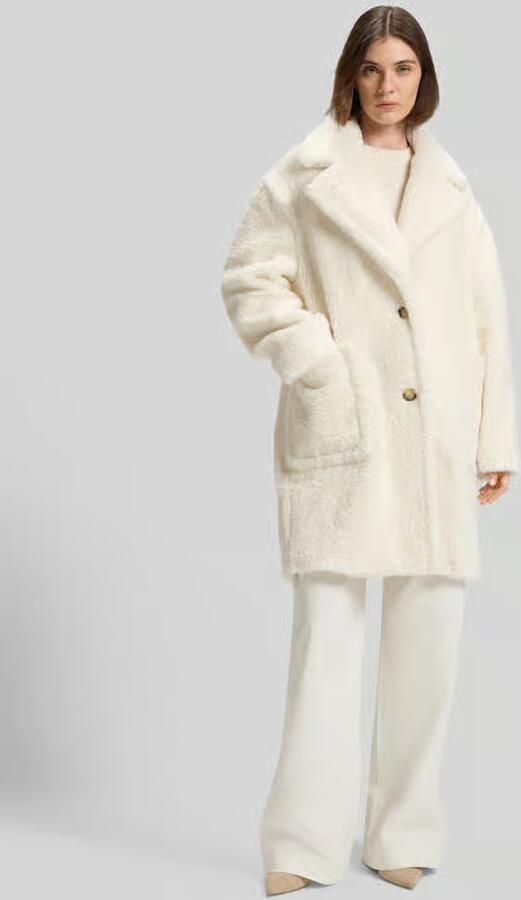 Boss Orange Regular fit lange jas van teddybont met grote zakken model 'CATEDY'