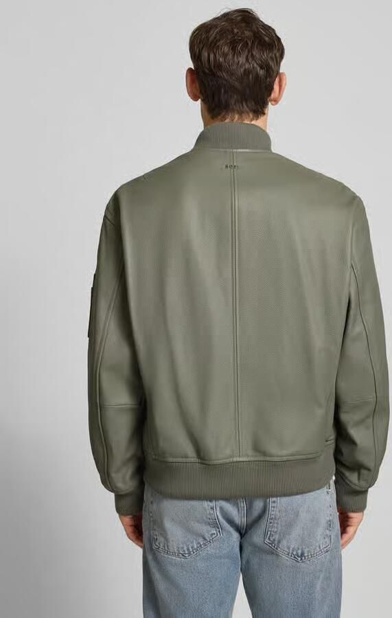 Boss Orange Regular fit leren jack in collegestijl model 'JAKRI'