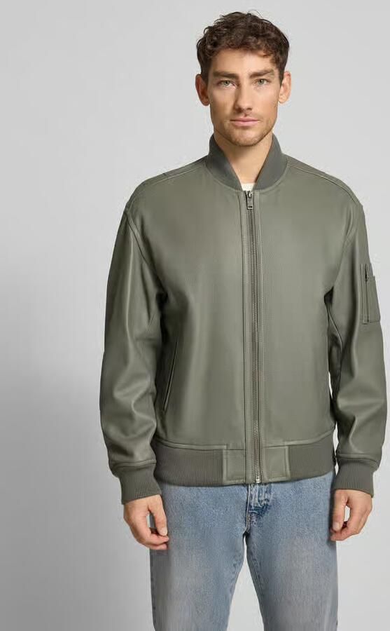Boss Orange Regular fit leren jack in collegestijl model 'JAKRI' - Foto 2