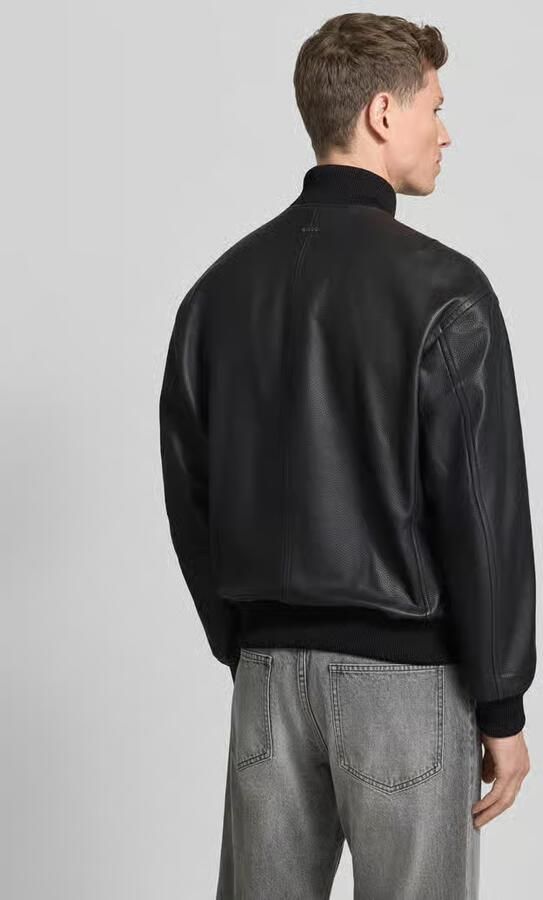 Boss Orange Regular fit leren jack in collegestijl model 'JAKRI' - Foto 4