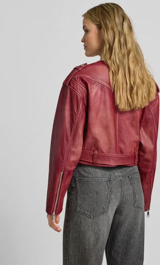 Boss Orange Regular fit leren jack van echt buffelleer model 'SADORA'