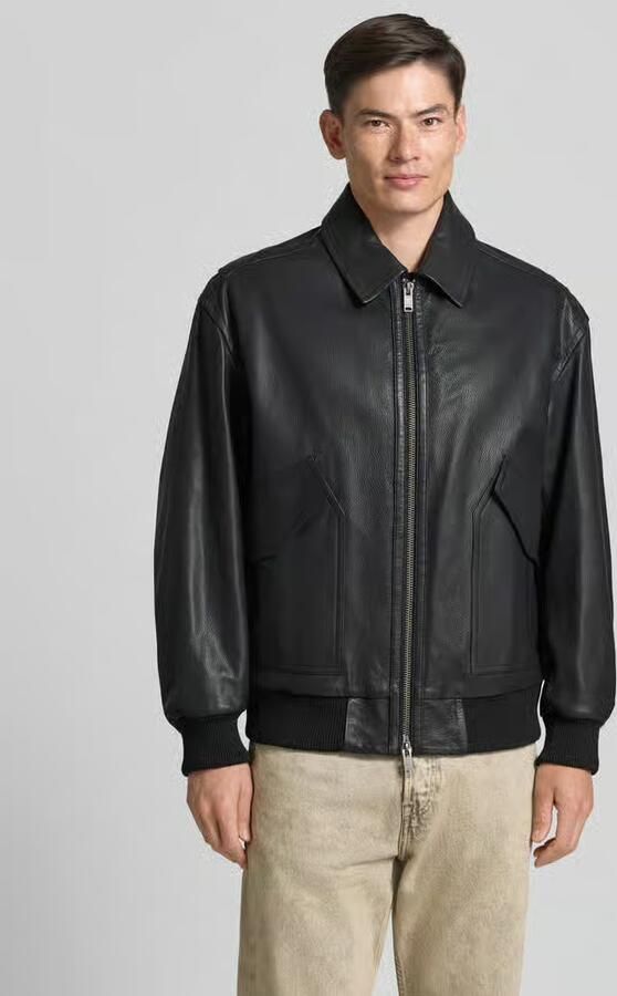 Boss Orange regular fit leren jack van echt geitenleer model 'JOSUAL' - Foto 3