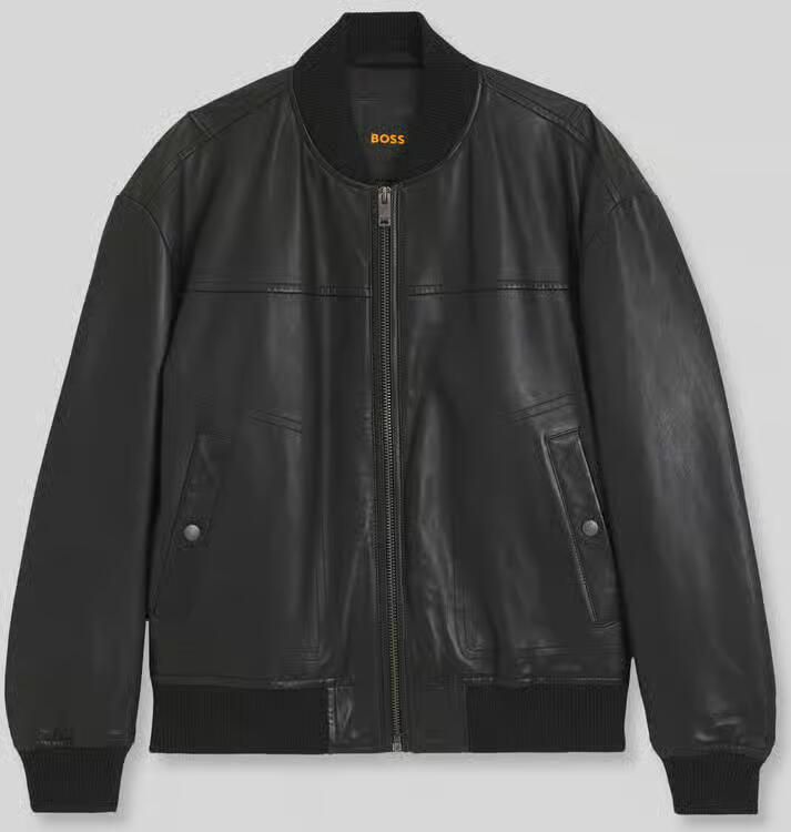Boss Orange Regular fit leren jack van echt lamsleer model 'Jokans'