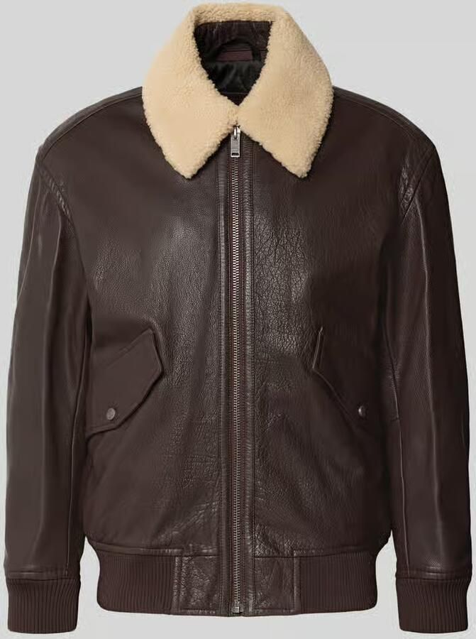 Boss Orange Regular Fit leren jack van puur buffelleer model 'Jopeak'