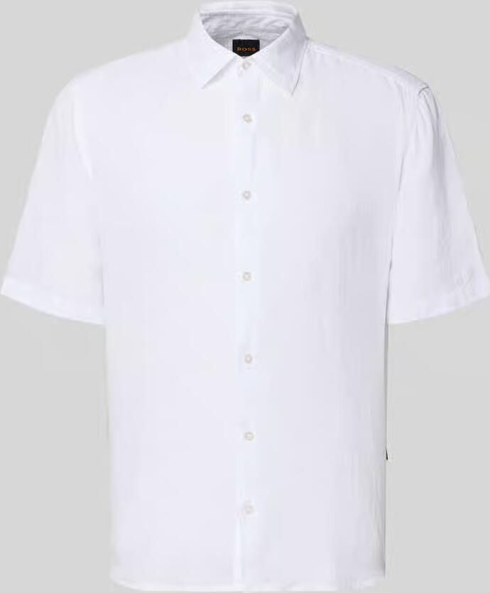 Boss Orange regular fit linnen overhemd met korte mouw model 'RASH_2_M' - Foto 5