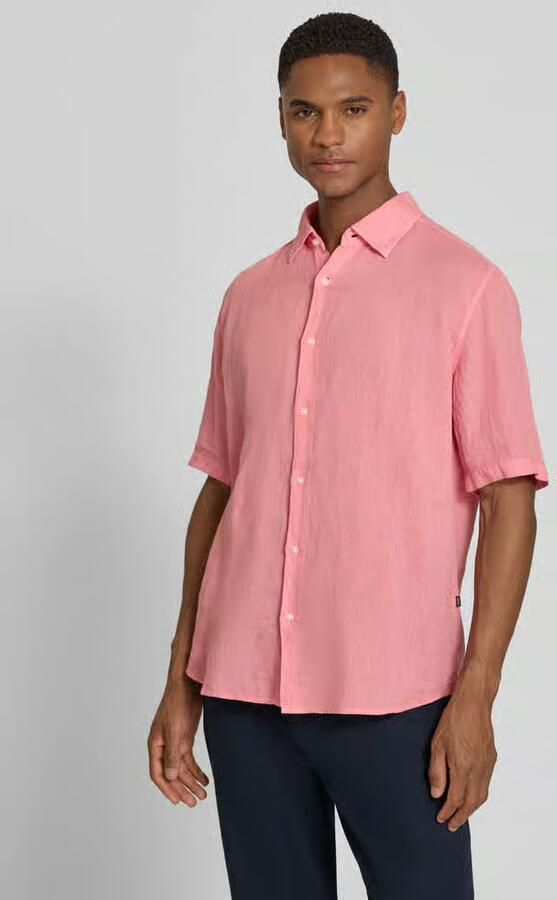 Boss Orange regular fit linnen overhemd met korte mouw model 'RASH_2_M' - Foto 4