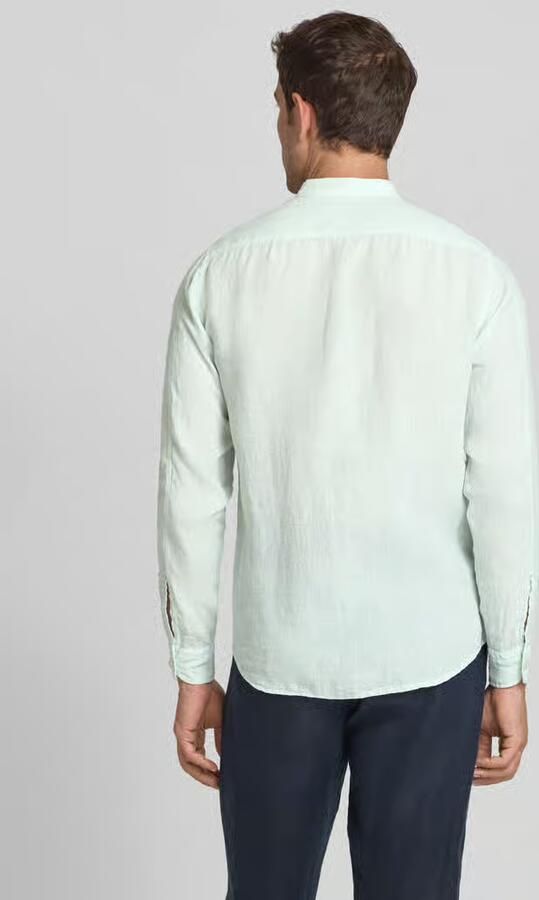 Boss Orange Regular fit linnen overhemd met opstaande kraag model 'Race'