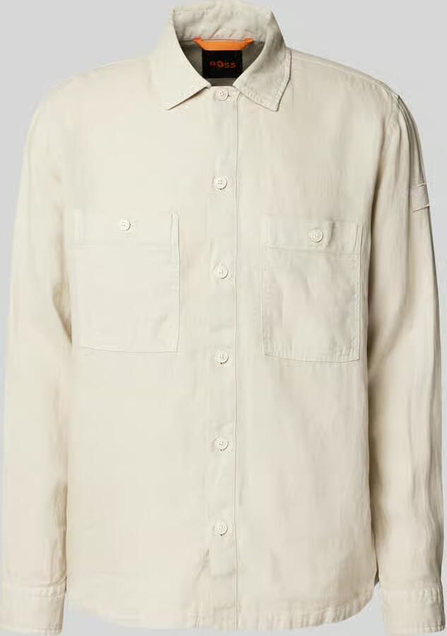 Boss Orange Regular fit linnen overhemdjack met borstzakken model 'Locky' - Foto 2