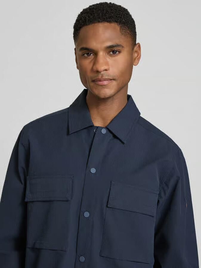 Boss Orange regular fit overhemdjack met seersucker-afwerking