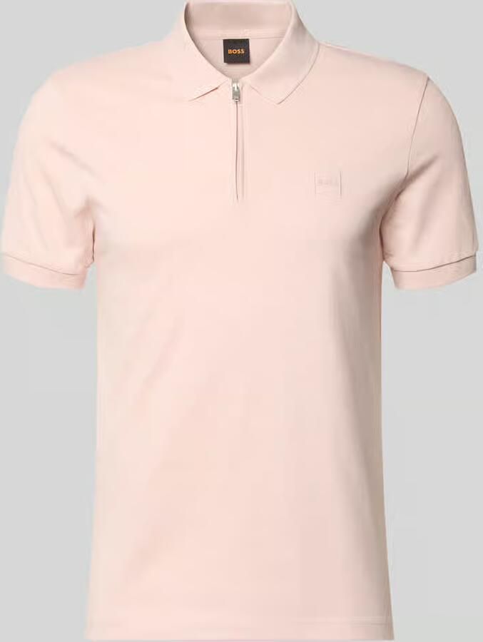 Boss Polo Shirt Korte Mouw Passerzip Half Zip Polo Roze - Foto 2