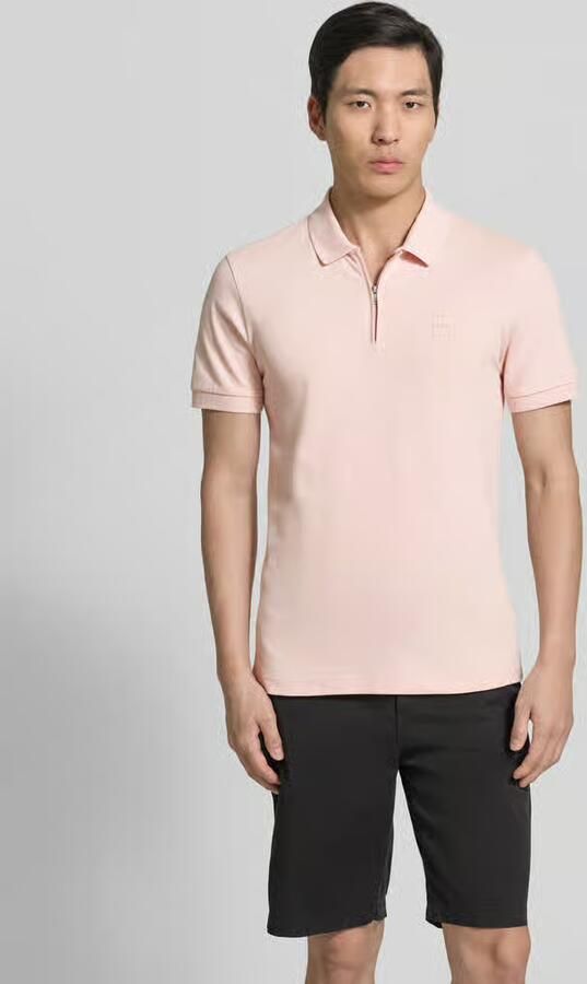 Boss Polo Shirt Korte Mouw Passerzip Half Zip Polo Roze - Foto 4