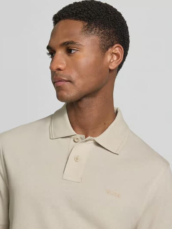 Boss Polo Shirt Korte Mouw Prime Cotton Pique Polo Shirt Light Beige - Foto 3