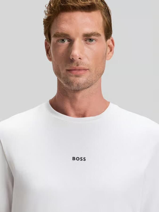 Hugo Boss Maglia regular fit in cotone elasticizzato con logo a contrasto uomo Boss Tchark 50473286 Bianco Wit Heren - Foto 3