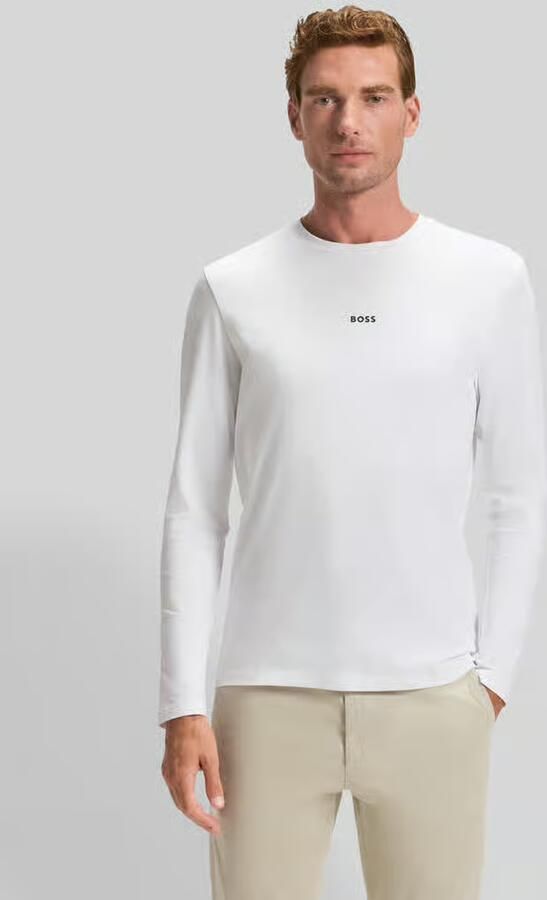 Hugo Boss Maglia regular fit in cotone elasticizzato con logo a contrasto uomo Boss Tchark 50473286 Bianco Wit Heren - Foto 11