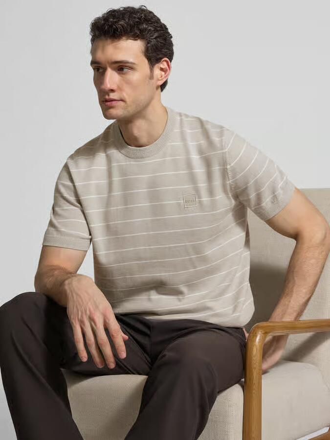 Boss Orange regular fit T-shirt van mix van katoen en kasjmier model 'KANACHO'