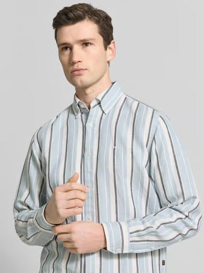 Boss Orange regular fit vrijetijdsoverhemd van mix van katoen en linnen model 'RICOPLUS_M'