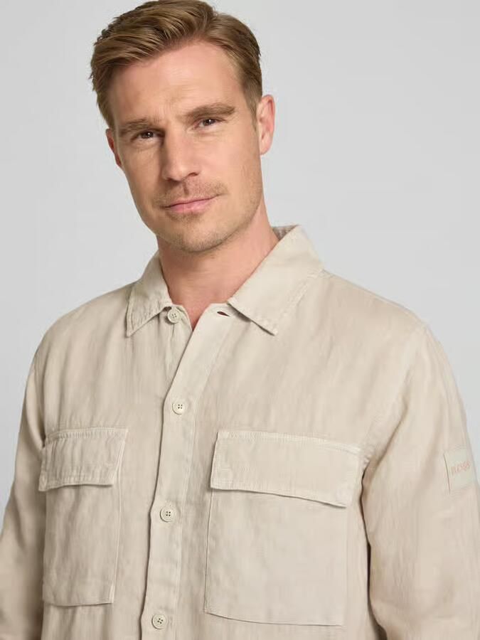 Boss Orange relaxed fit vrijetijdsoverhemd van puur linnen model 'LOCKY'