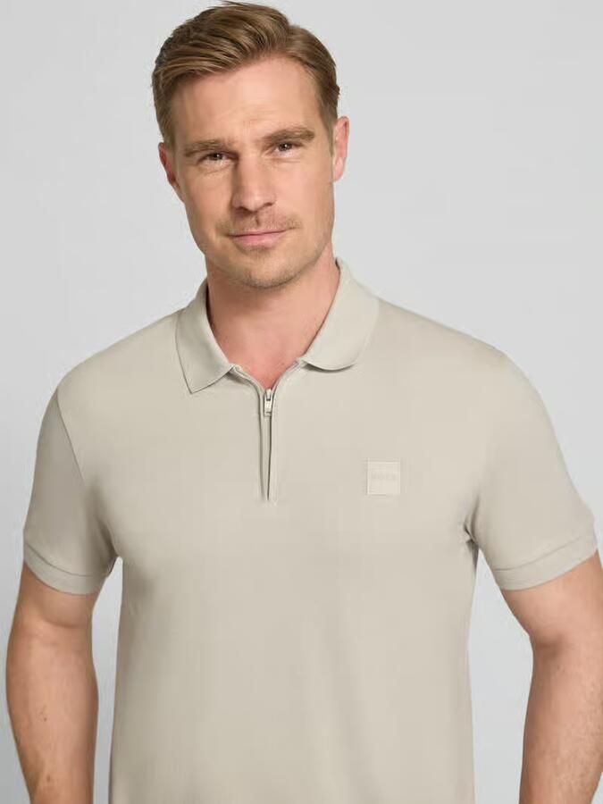Boss Orange slim fit poloshirt van katoenmix model 'PASSERZIP' - Foto 4