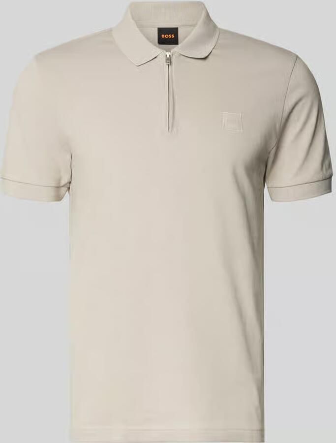 Boss Orange slim fit poloshirt van katoenmix model 'PASSERZIP' - Foto 5