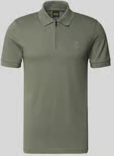Boss Orange slim fit poloshirt van katoenmix model 'PASSERZIP' - Foto 4