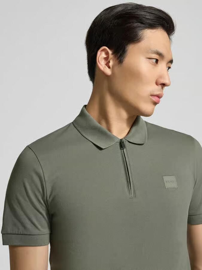 Boss Orange slim fit poloshirt van katoenmix model 'PASSERZIP'